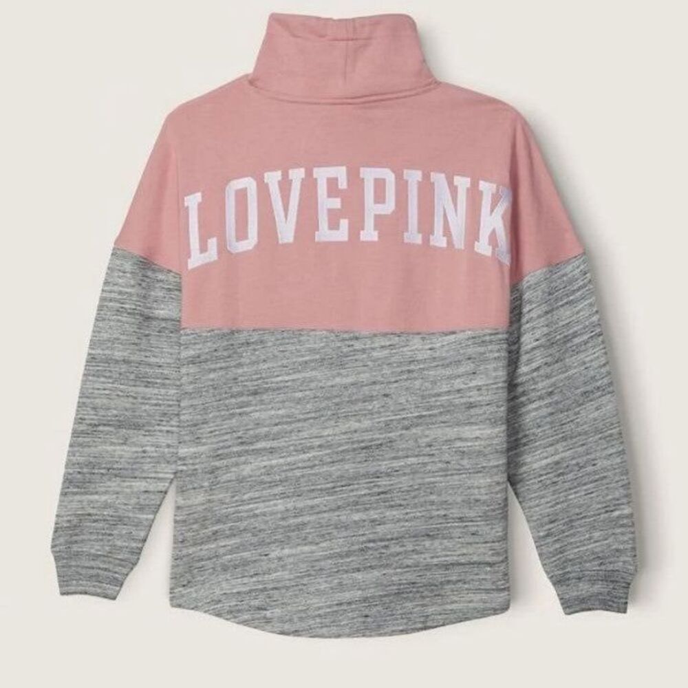VS PINK VARSITY COWL PULLOVER HOODIE DAMSEL PINK XS